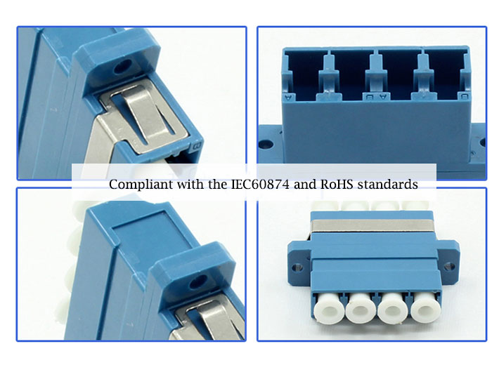 LC Singal Mode Four Core Blue Plastic Fiber Optic Adapter